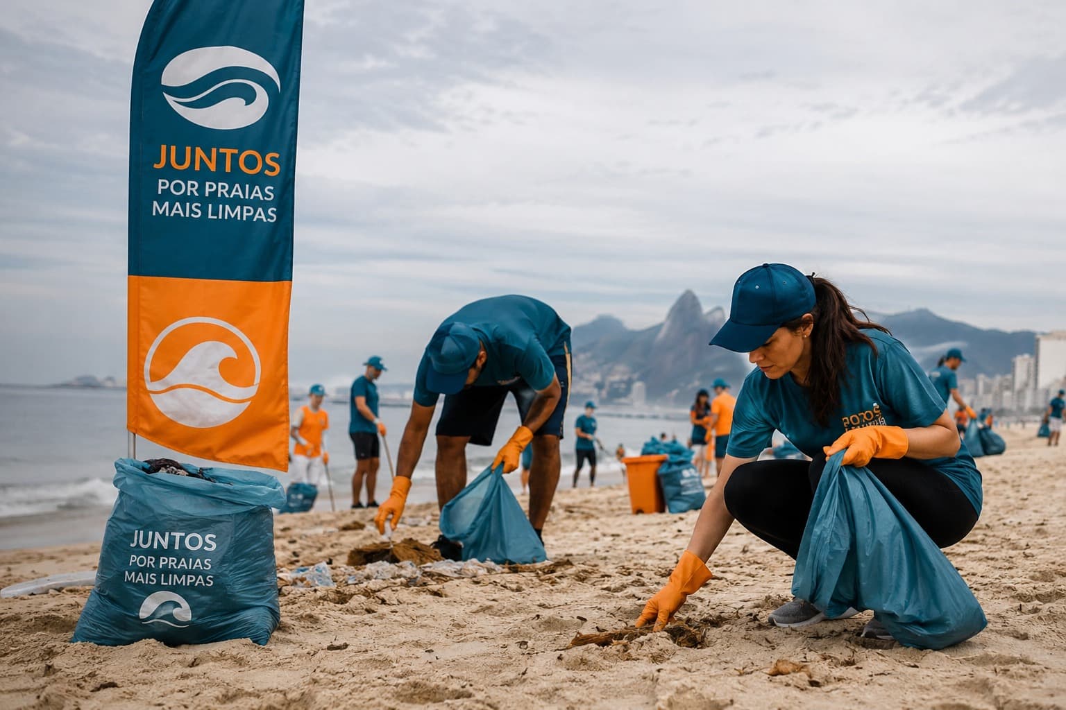 Mutirão de limpeza da praia